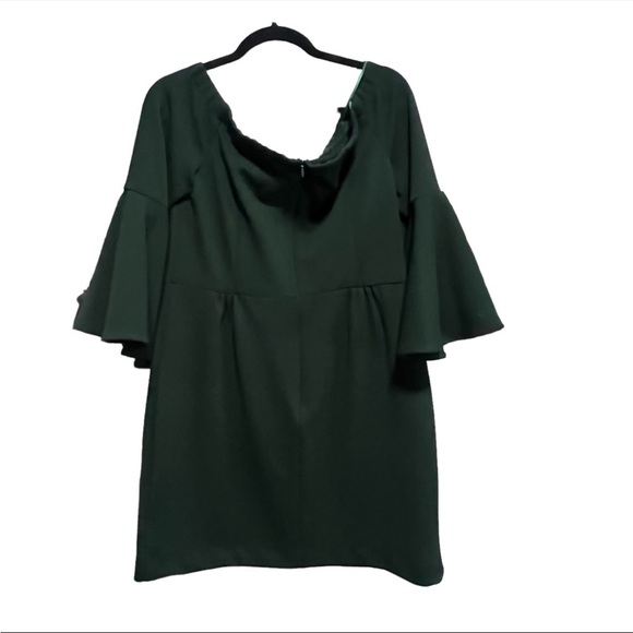 Trina Turk Green Off the Shoulder Bell Sleeve Mini Dress, New with Tags - Picture 3 of 6